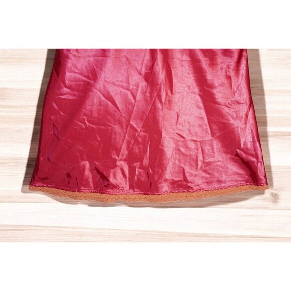 Valerie Stevens Satin Slip Dress Size M Red Lace Trim Vintage Y2K Lingerie - Picture 3 of 16